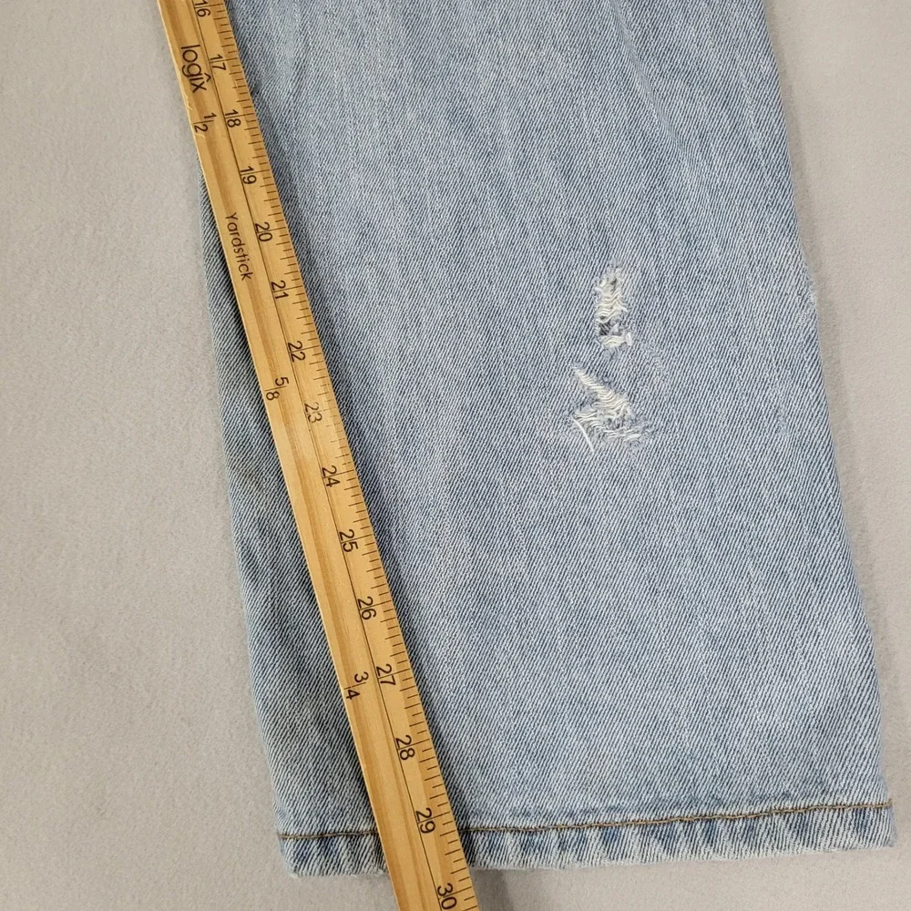 Levi 505 Jeans Mens Size 38x30 Blue Light Wash Straight Leg Distressed Stains